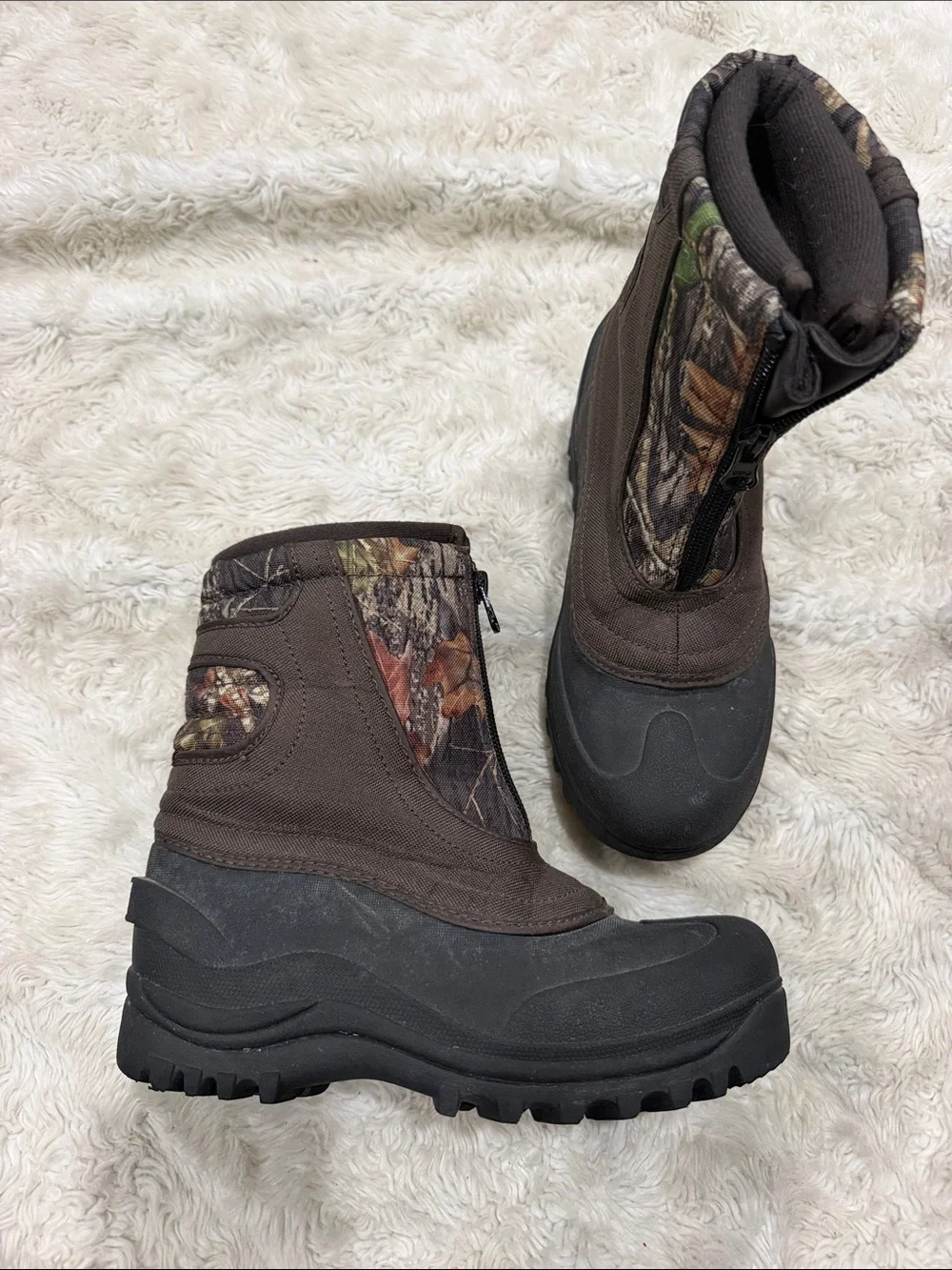 Itasca Brown Camo Kids Waterproof Winter Snow Boots Boys Size 2